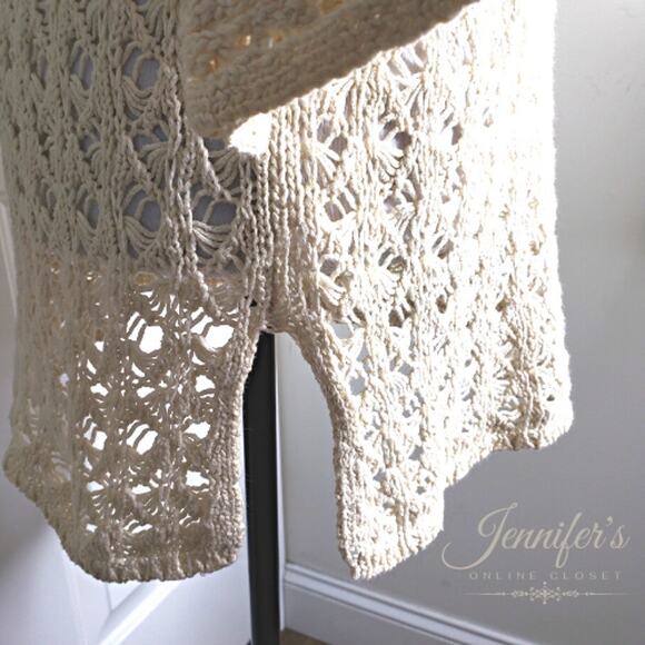 J. Jill Women's Cream Scoop Neck Open Weave Sweater - Picture 5 of 9